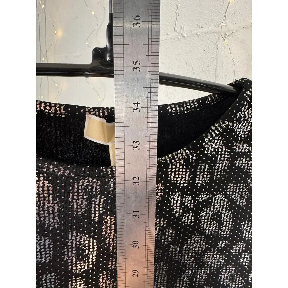 MICHAEL Michael Kors Metallic Leopard Print Dress Black Silver XS